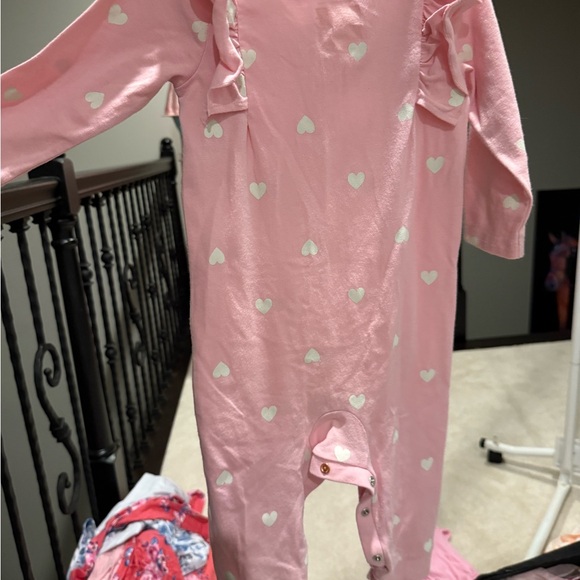 Cat & Jack Pink Heart Footie One Piece - Picture 2 of 3